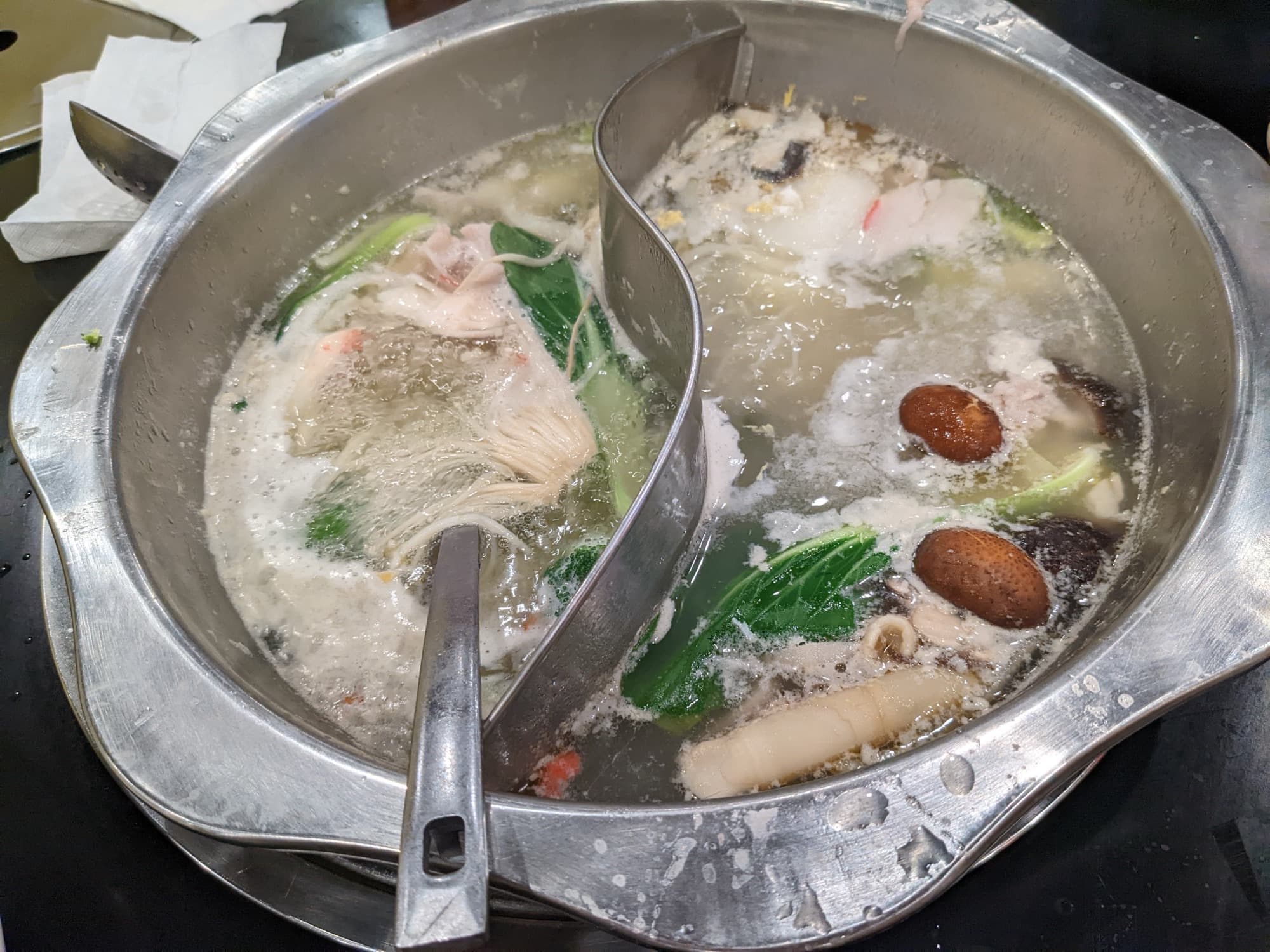 Hot pot dinner shared at a Japanese restaurant in the United States