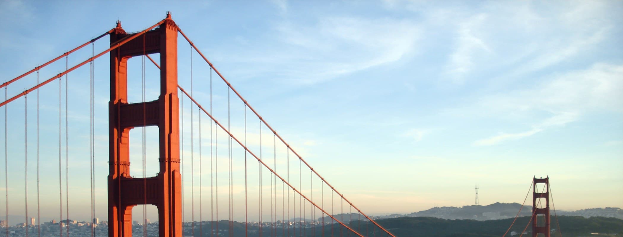 The Golden Gate Bridge and San Francisco at sunset